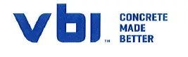 Blue "vbi" logo on the left, with the text "CONCRETE MADE BETTER" in blue capital letters on the right, all on a white background.